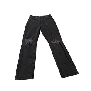 Current/Elliot black onyx boyfriend jeans ripped knees straight
